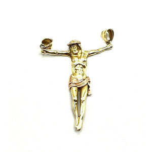 14K Yellow & Rose Gold Religious Jesus Christ Body Charm Pendant 2.25" 9.8g